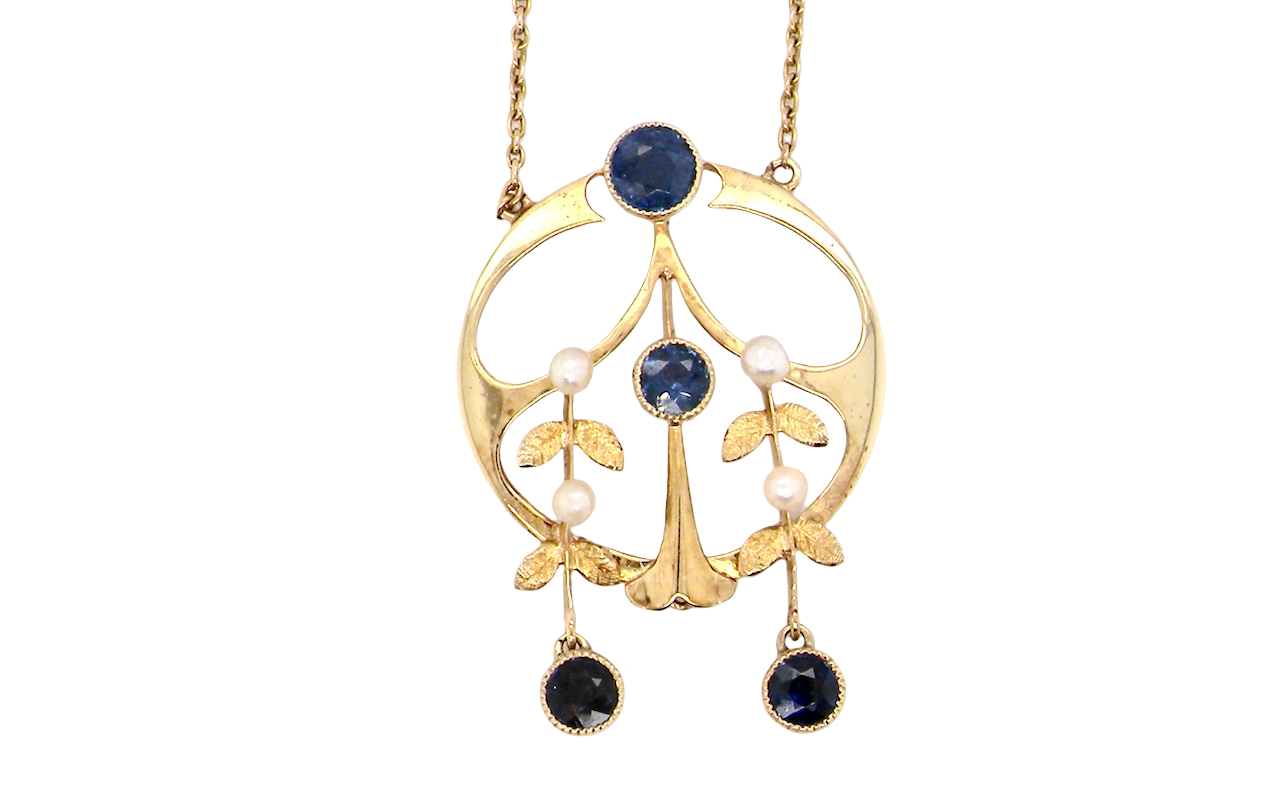 An Edwardian Sapphire and Seed Pearl Pendant