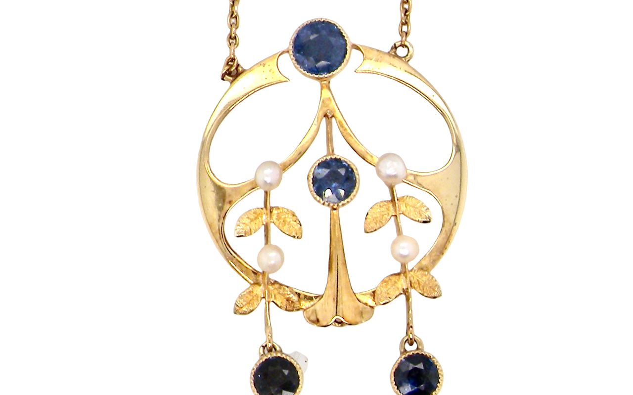 An Edwardian Sapphire and Seed Pearl Pendant