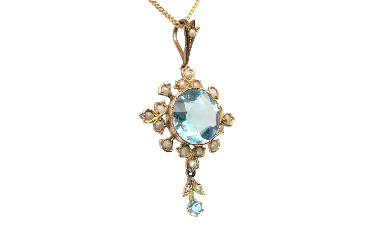 Edwardian Zircon and Pearl pendant