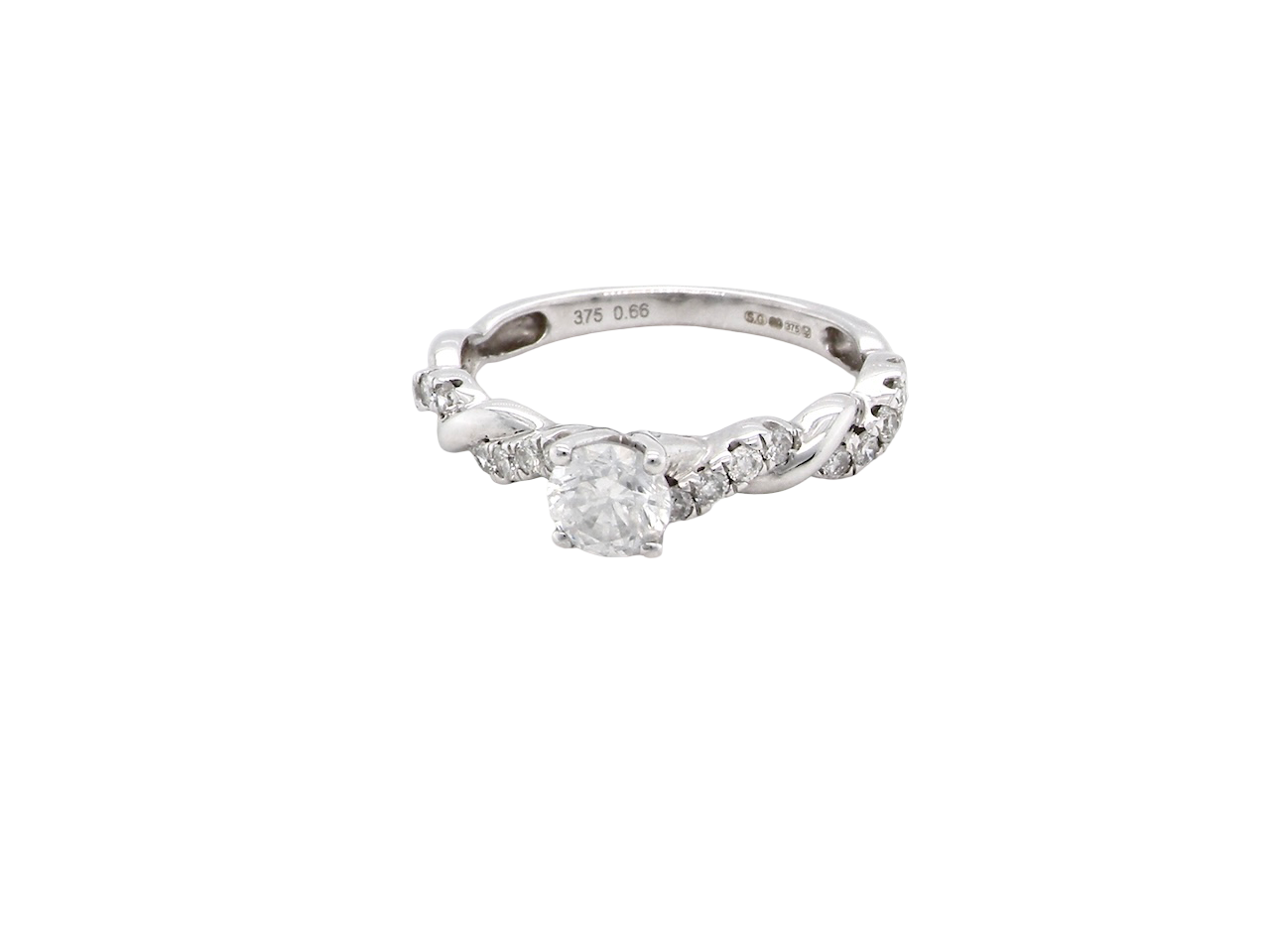 An Elegant 9 carat White Gold Diamond Solitaire Ring