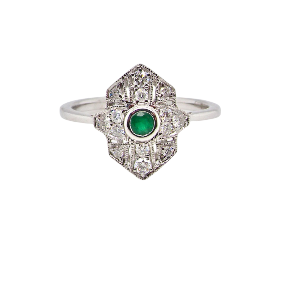 A NEW Emerald and Diamond cluster ring