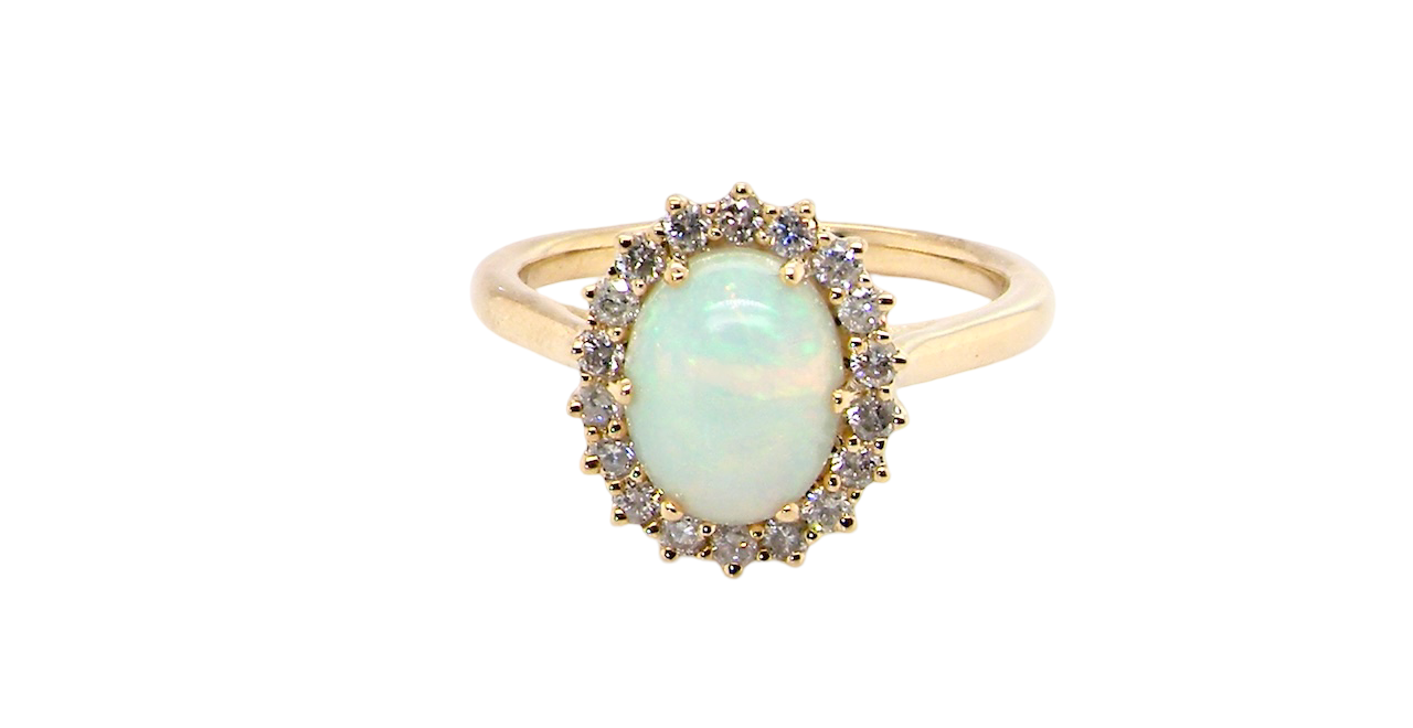 An Opal and Diamond cluster ring