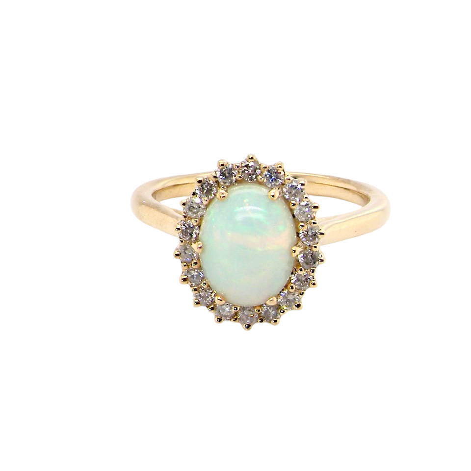 An Opal and Diamond cluster ring
