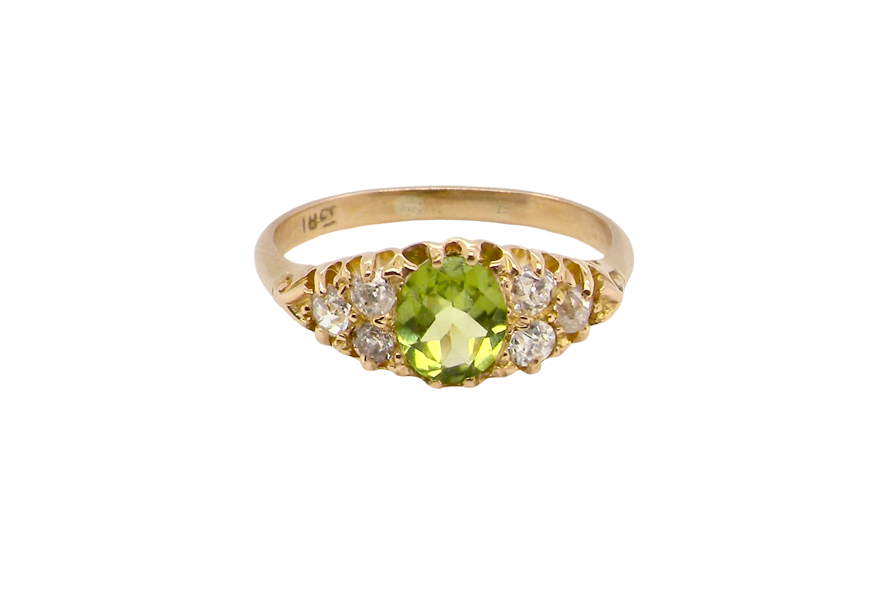 An antique Peridot and Diamond ring