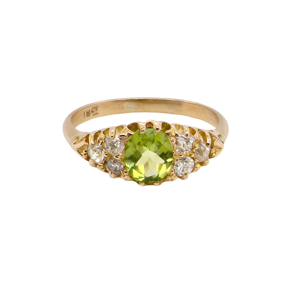 An antique Peridot and Diamond ring