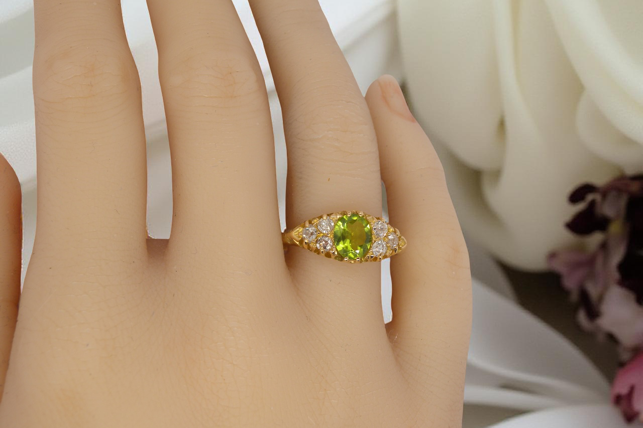 An antique Peridot and Diamond ring