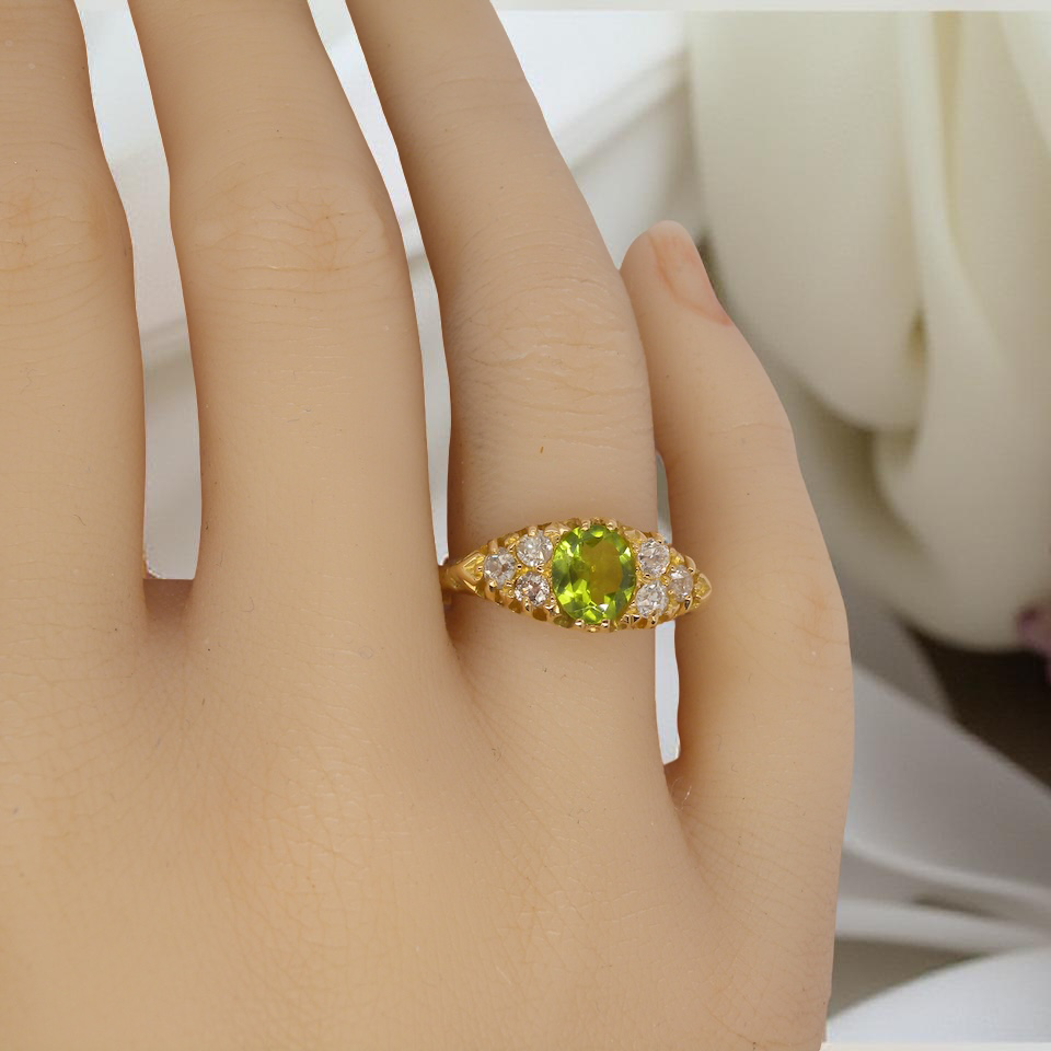 An antique Peridot and Diamond ring
