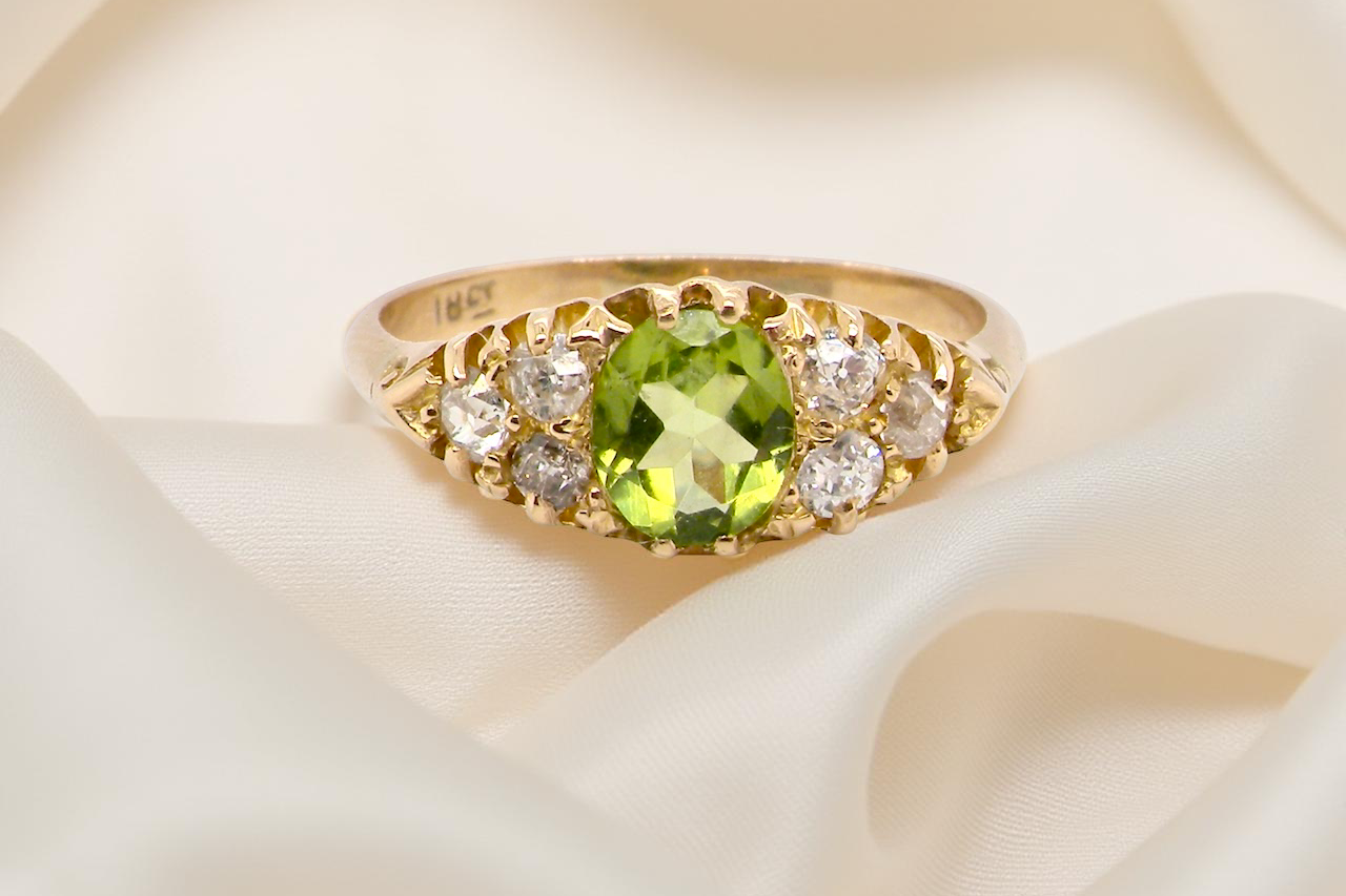 An antique Peridot and Diamond ring