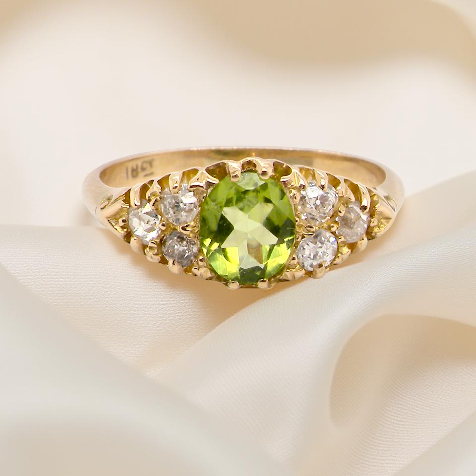 An antique Peridot and Diamond ring