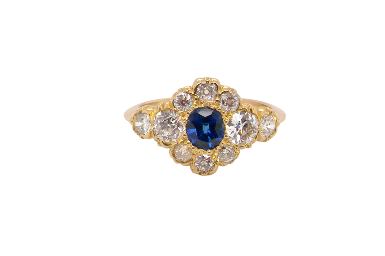 An antique Sapphire and Diamond cluster ring
