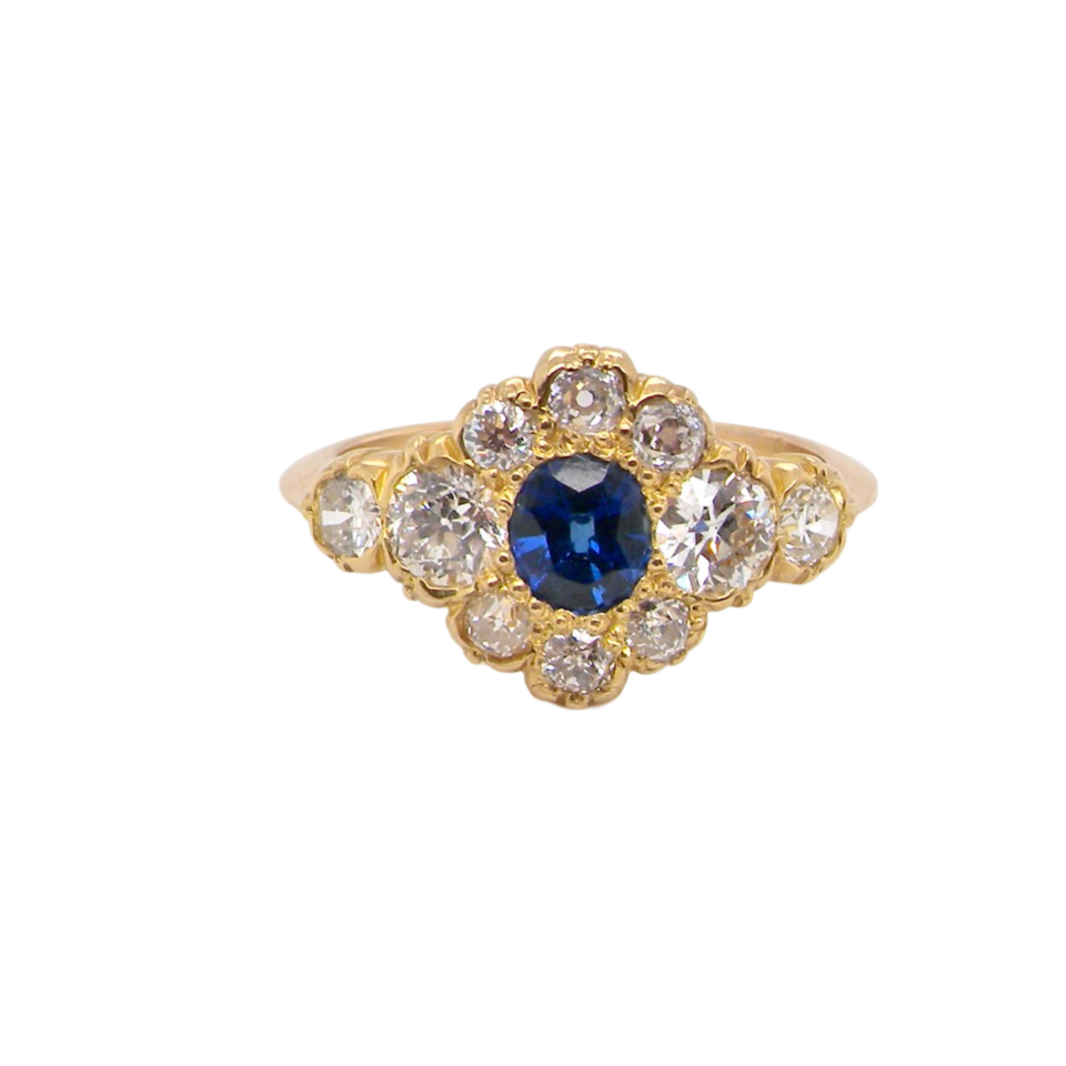 An antique Sapphire and Diamond cluster ring
