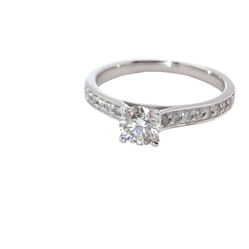 An elegant and timeless 18 carat white gold diamond solitaire ring,