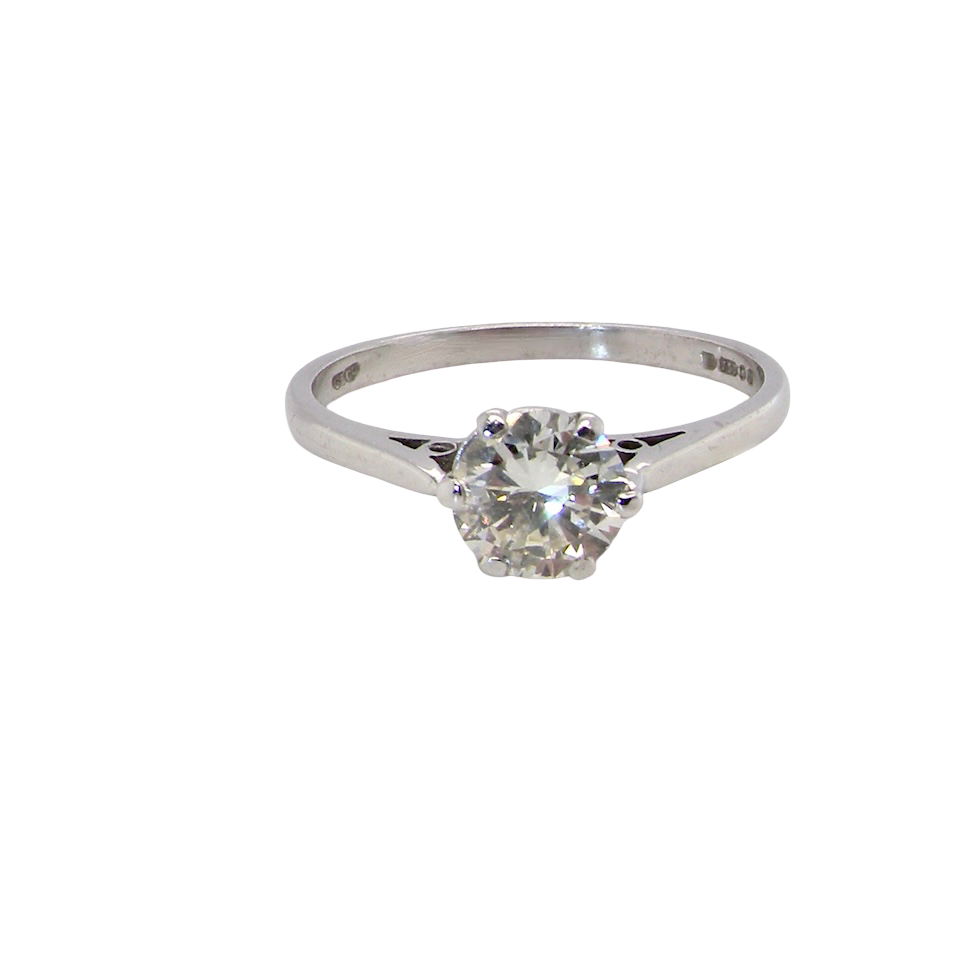 An elegant single-stone solitaire ring set with an exceptional brilliant-cut white diamond, estimated at approximately 0.91 carats.