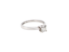An emerald cut platinum solitaire Diamond Ring