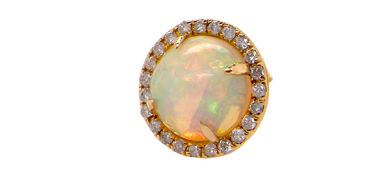 An exquisite pair of opal and diamond earrings