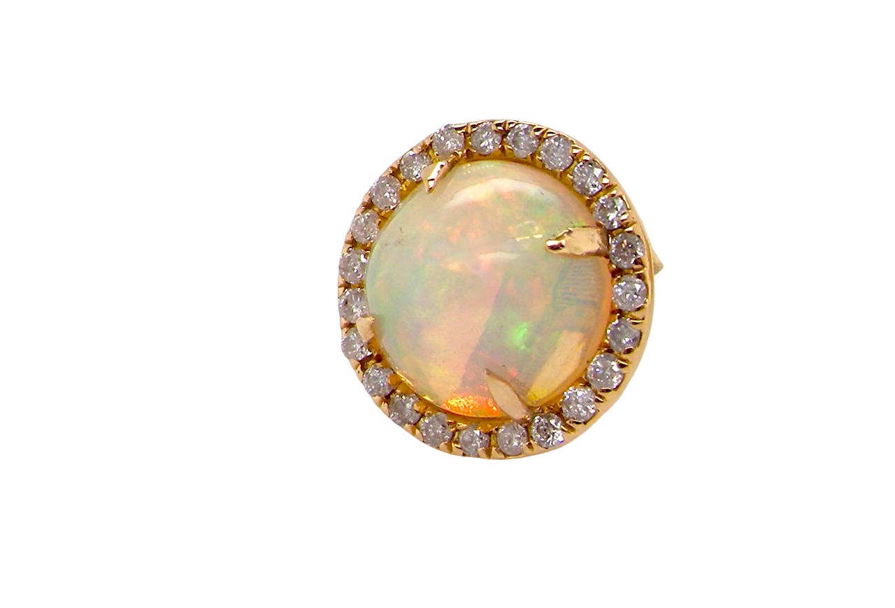 An exquisite pair of opal and diamond earrings