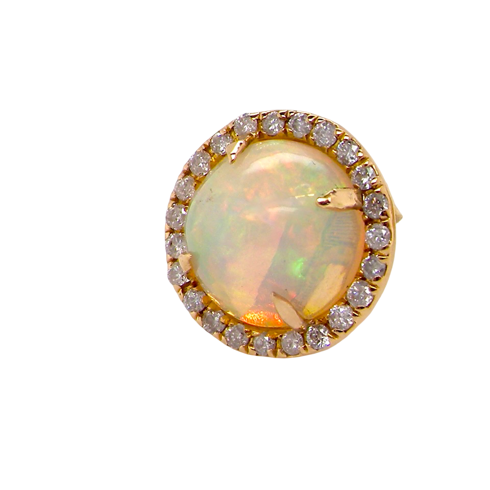 An exquisite pair of opal and diamond earrings
