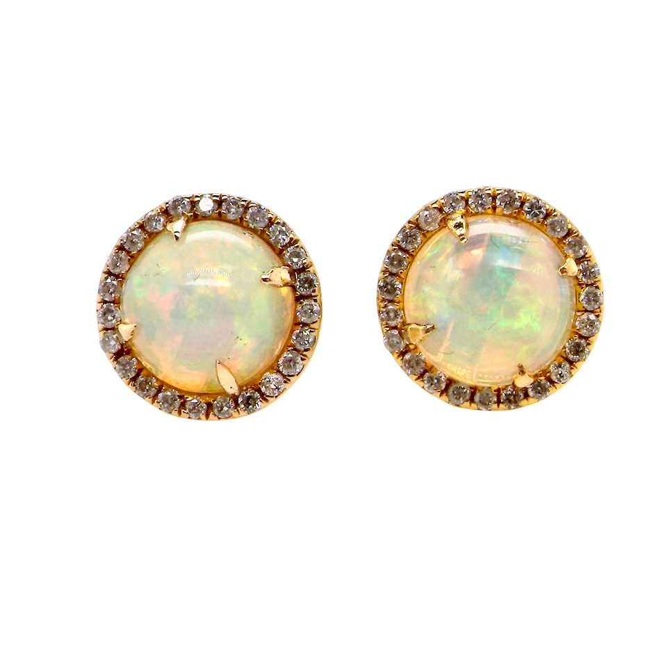 An exquisite pair of opal and diamond earrings