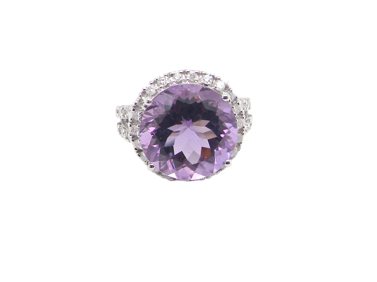 An impressive Amethyst and Diamond cluster ring