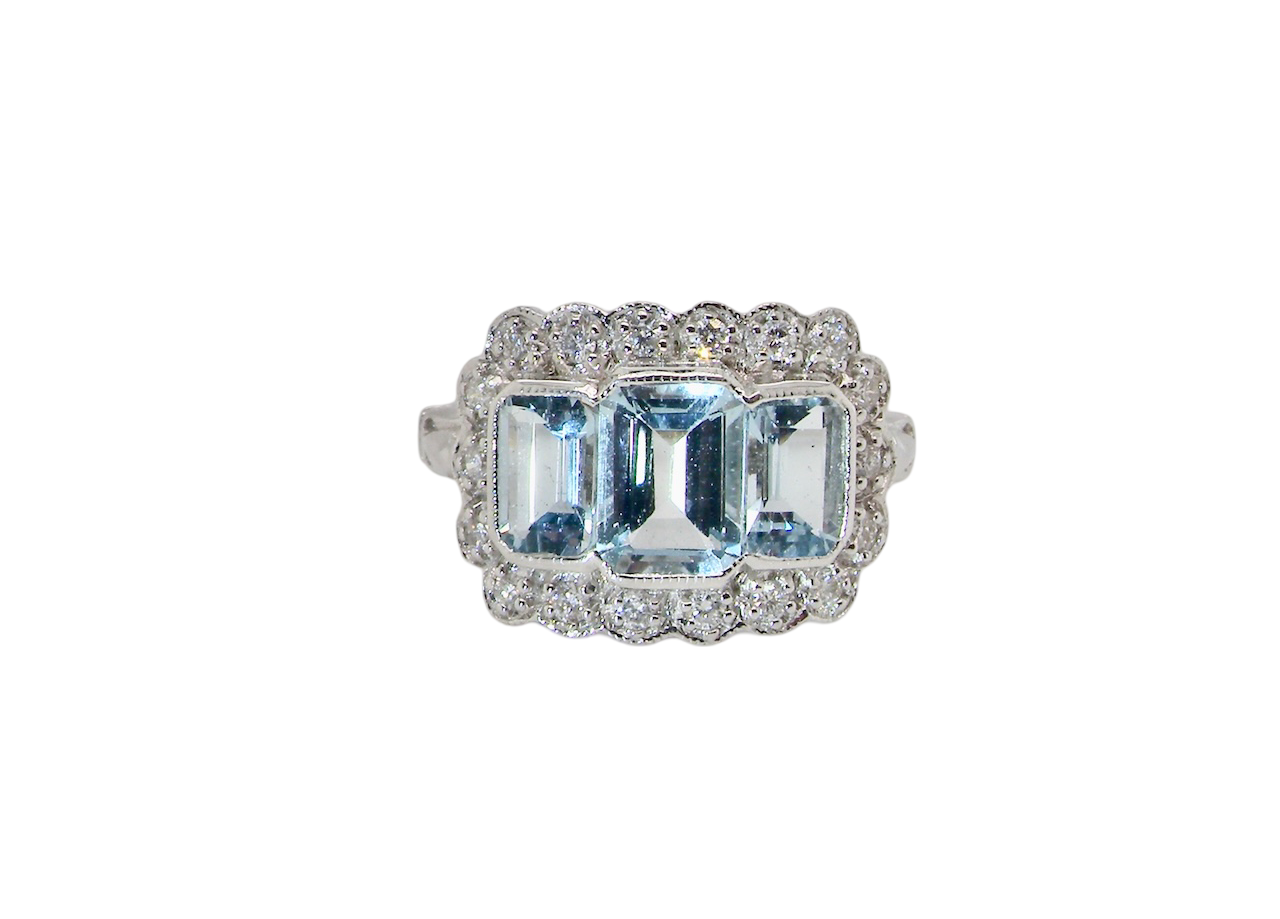 An impressive Aquamarine and Diamond ring