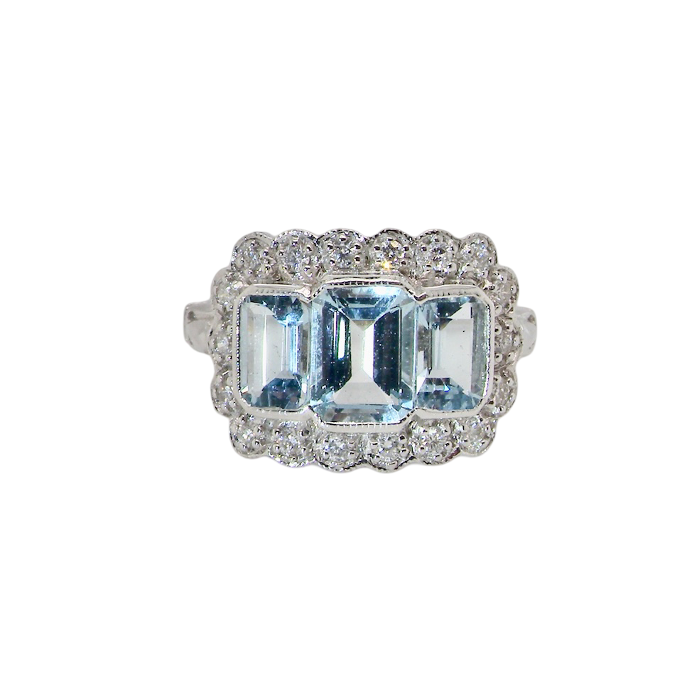 An impressive Aquamarine and Diamond ring