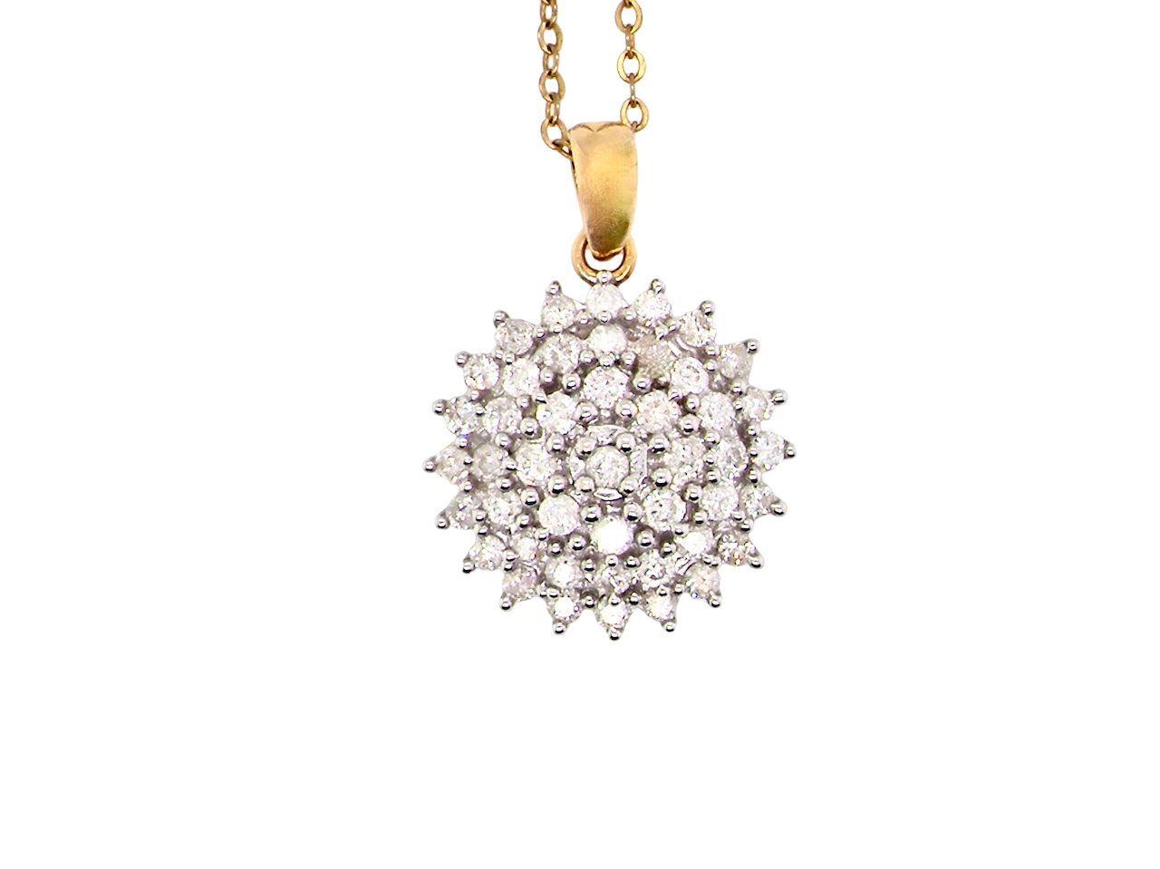 An impressive diamond pendant, set with multiple round brilliant-cut diamonds,
