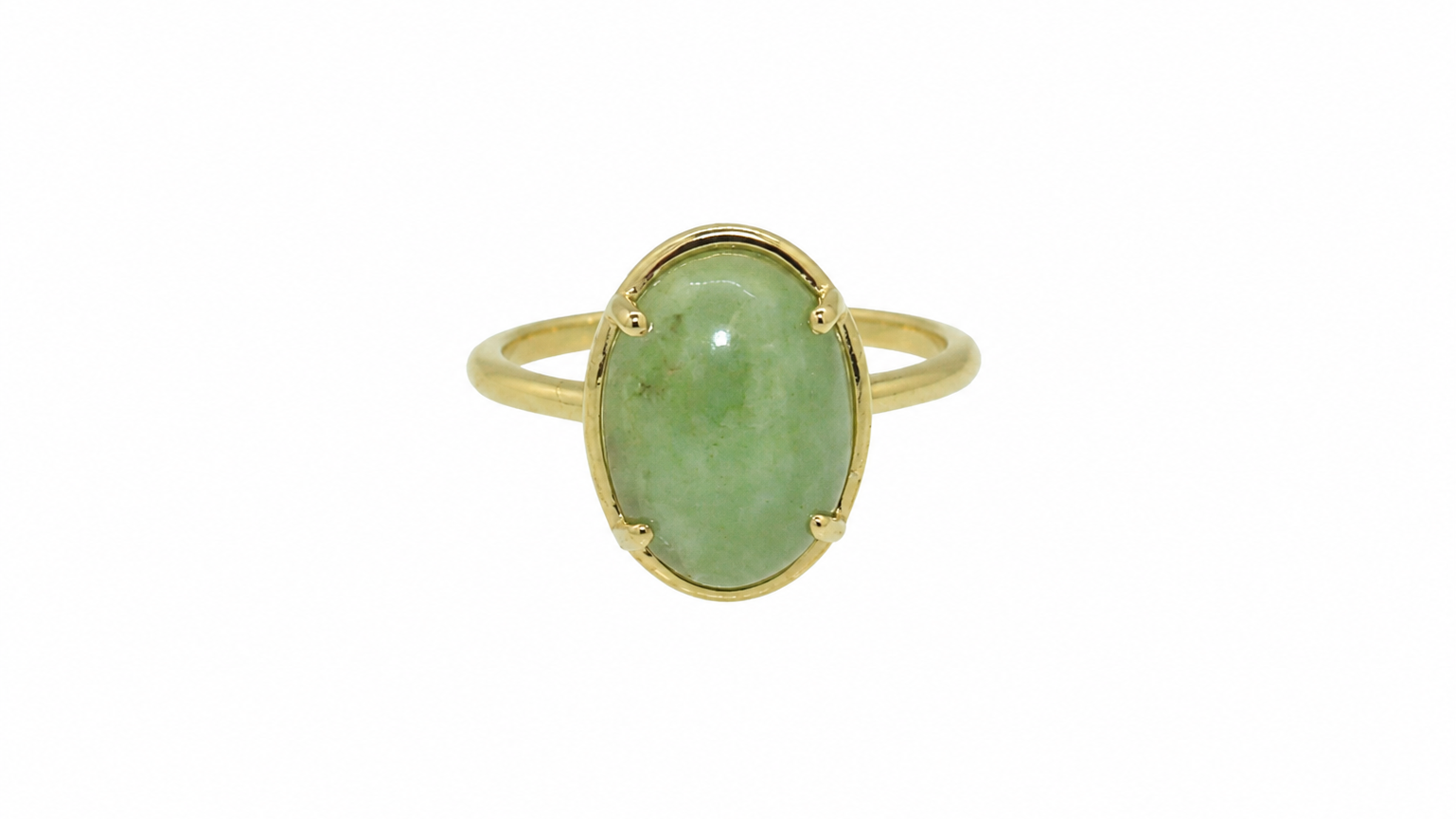 An oval jade nephrite ring
