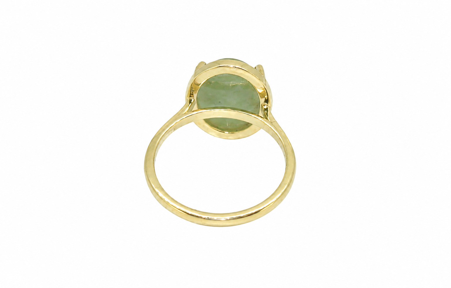 An oval jade nephrite ring rear view