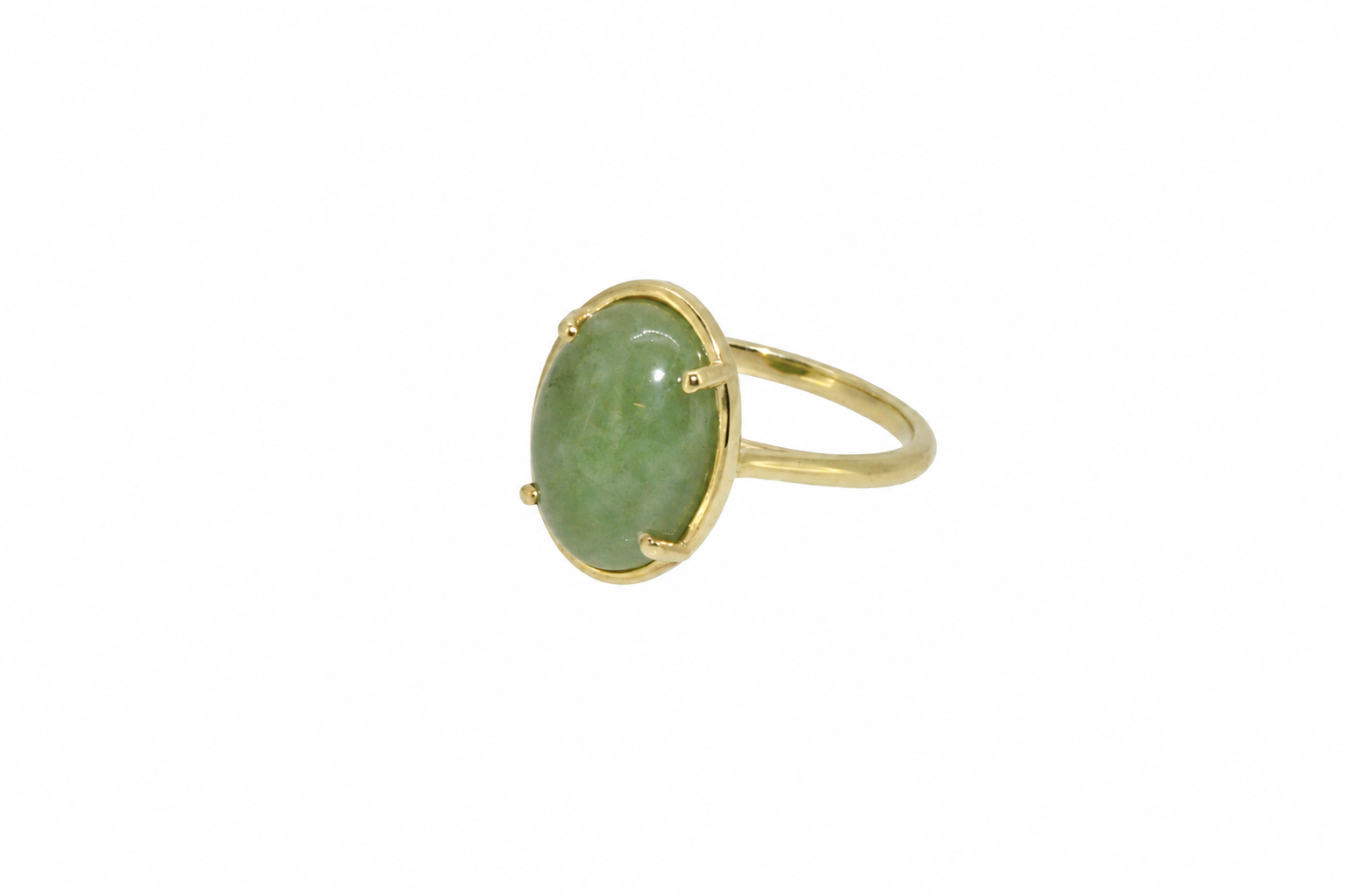 An oval jade nephrite ring four claws