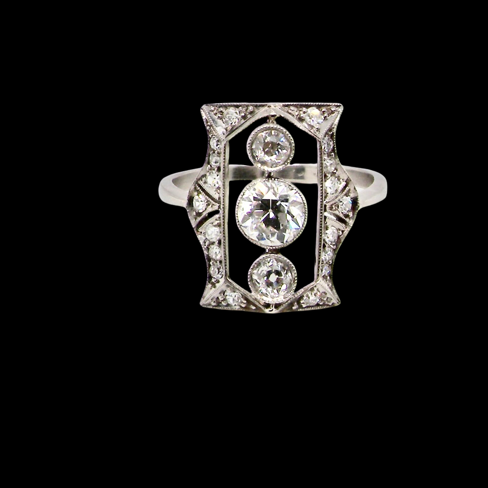 Diamond ring with a black background