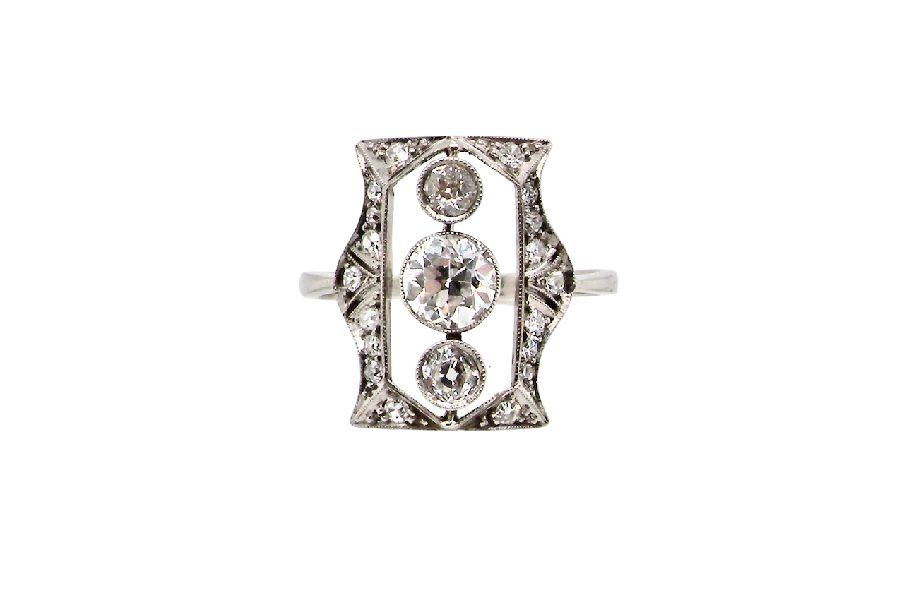 Diamond ring with a white background