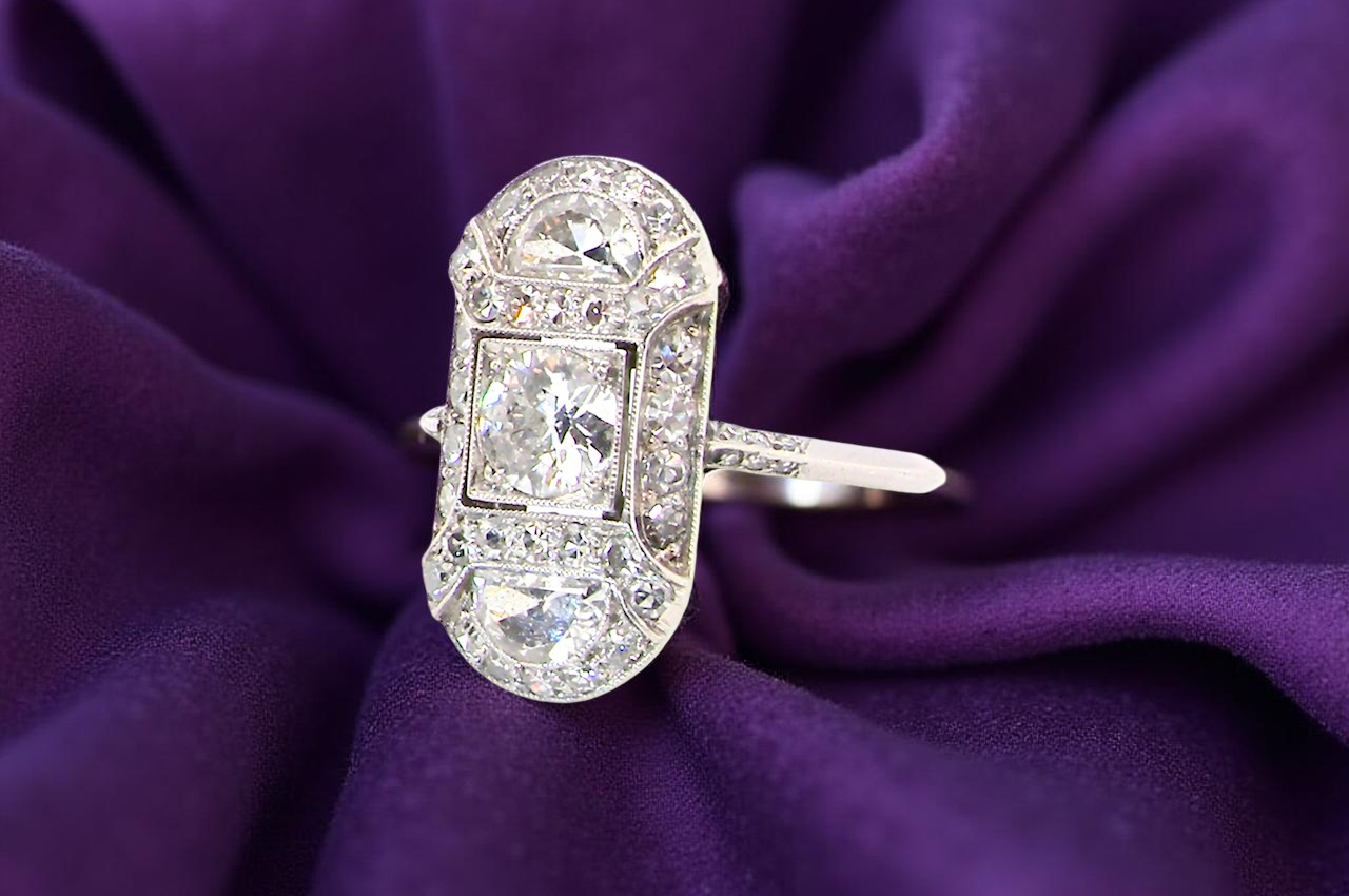 Art Deco plaque-style diamond ring,