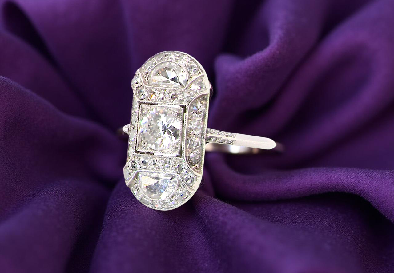 Art Deco plaque-style diamond ring,