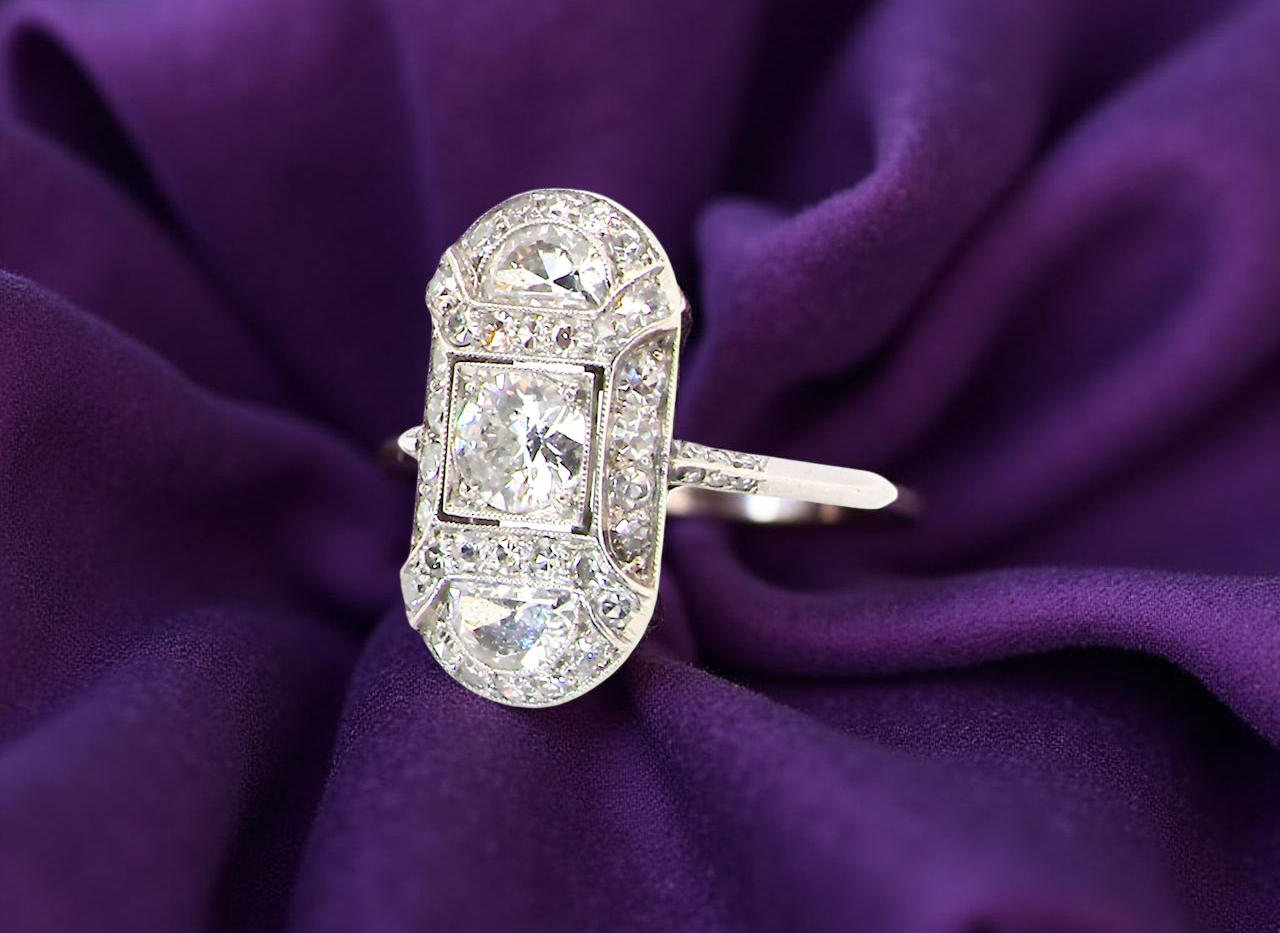 Art Deco plaque-style diamond ring,