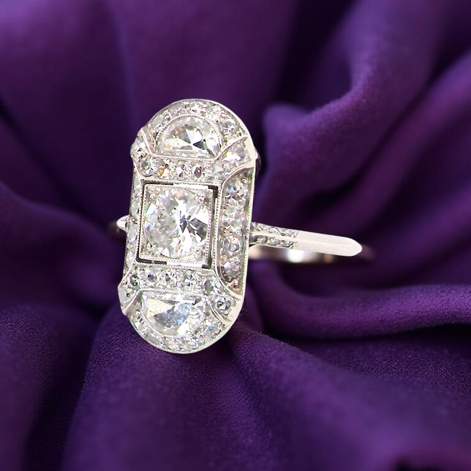 Art Deco plaque-style diamond ring,