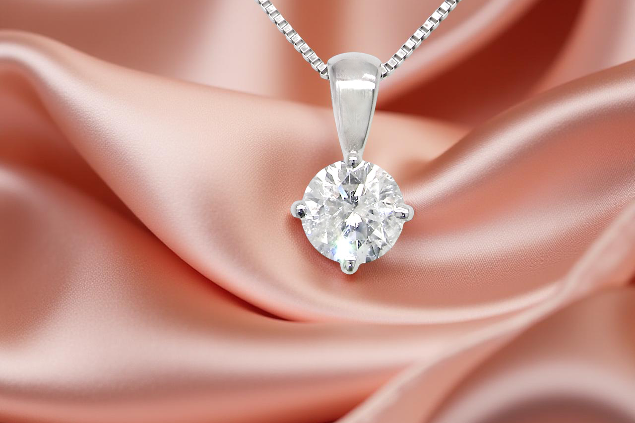 A Platinum Solitaire Diamond Necklace