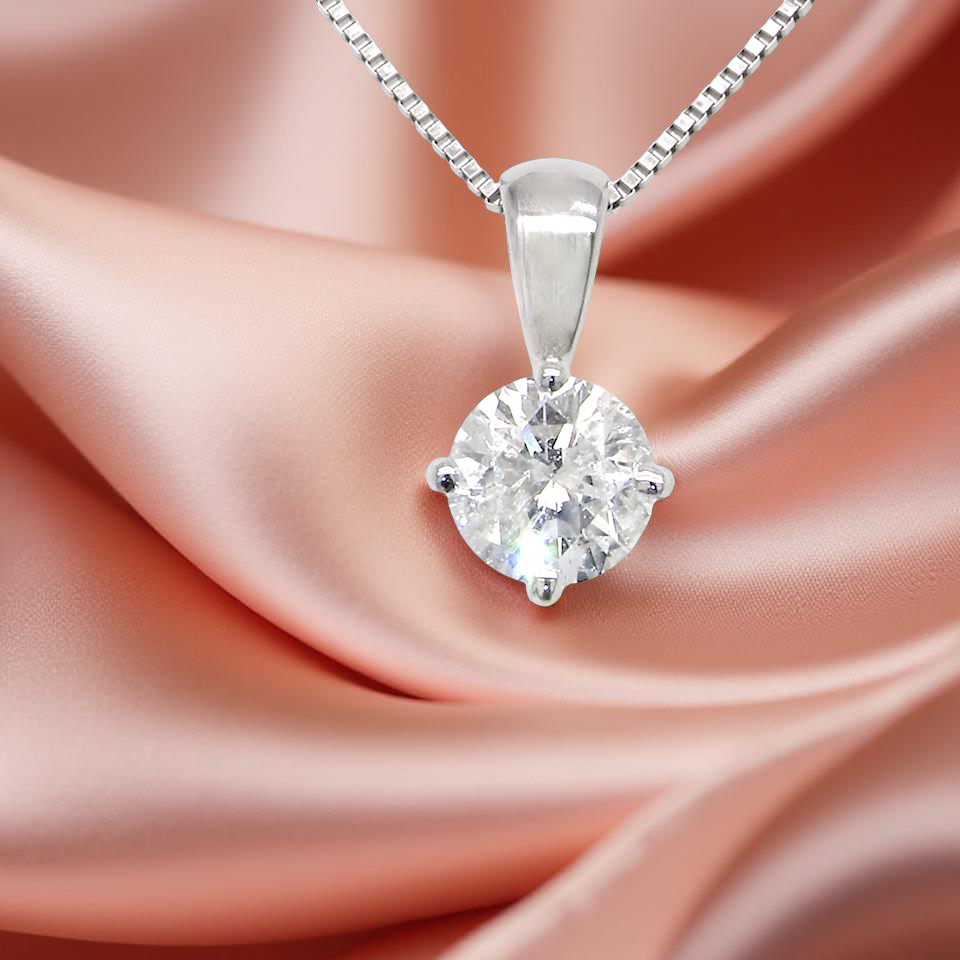 A Platinum Solitaire Diamond Necklace
