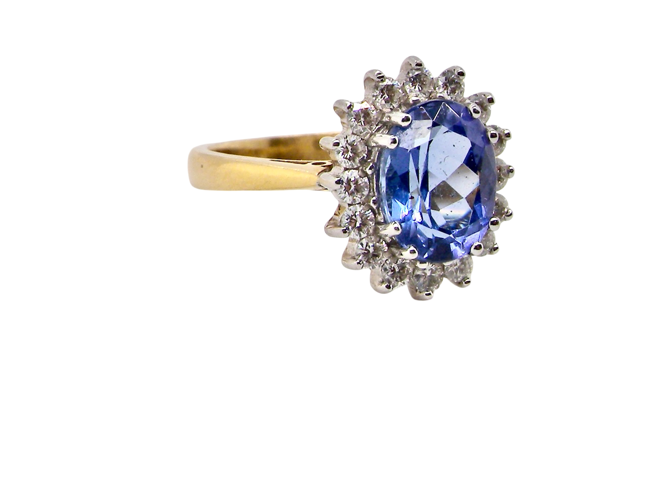A Tanzanite and Diamond Cluster Ring