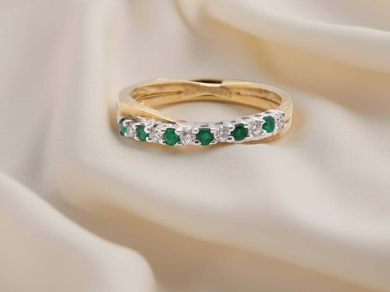 An Emerald and Diamond eternity ring