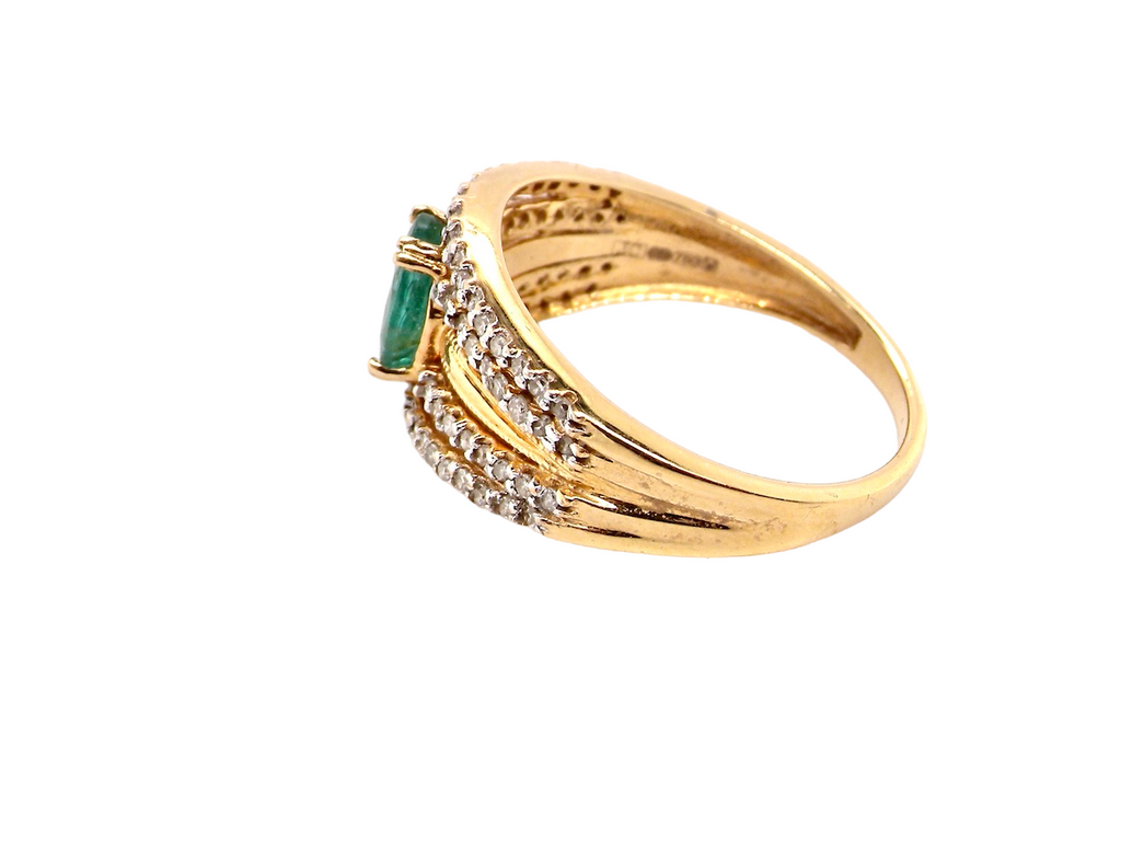 emerald and diamond  cluster ring