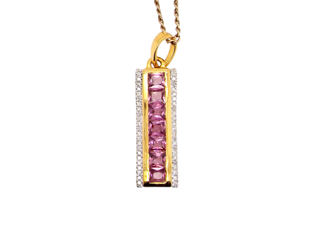 A pink tourmaline and diamond pendant