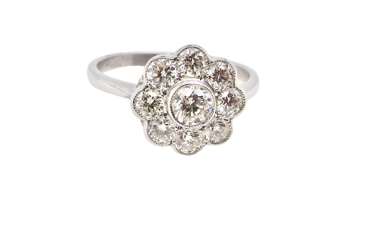 platinum diamond cluster ring