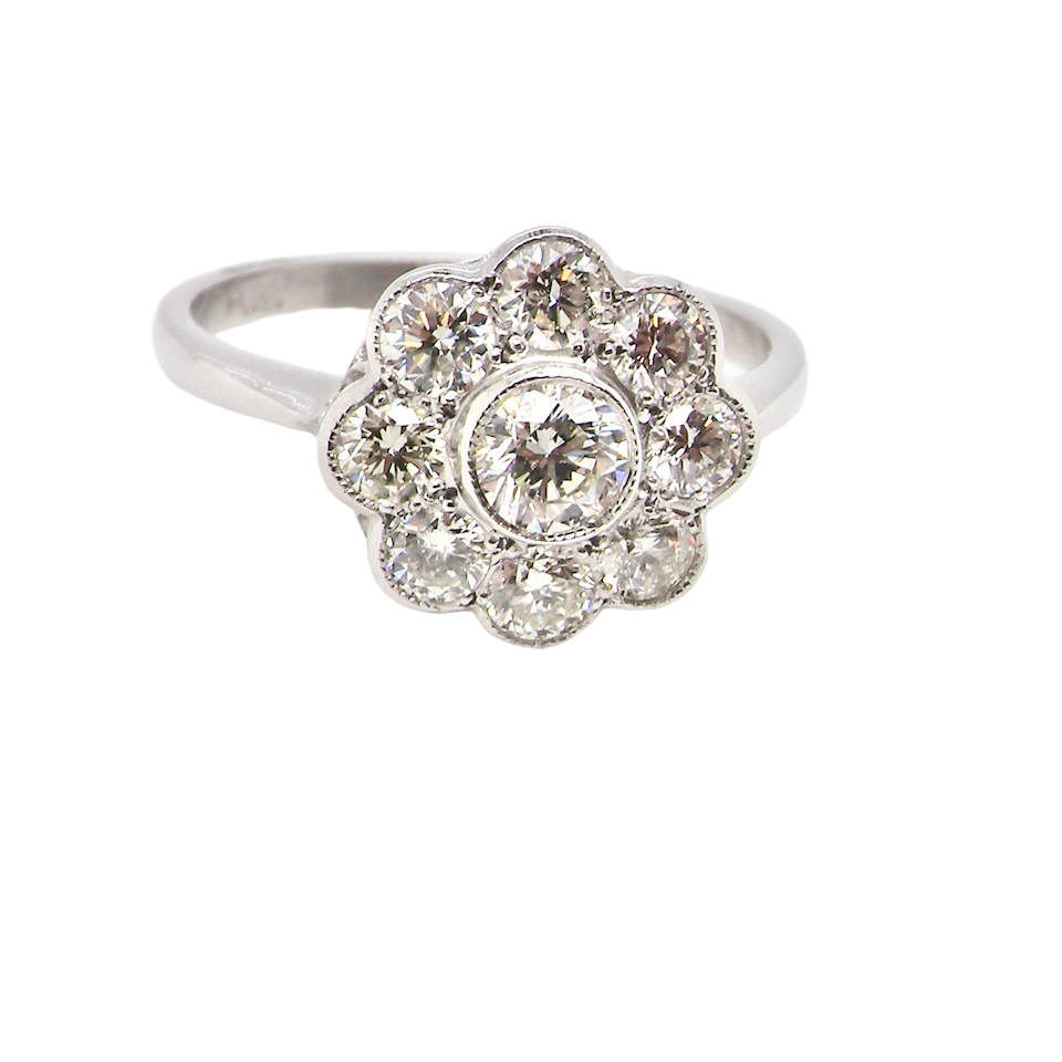 platinum diamond cluster ring