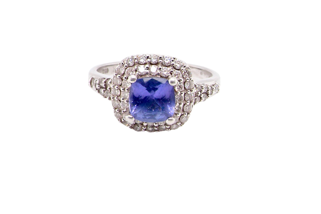 tanzanite and diamond cluster ring