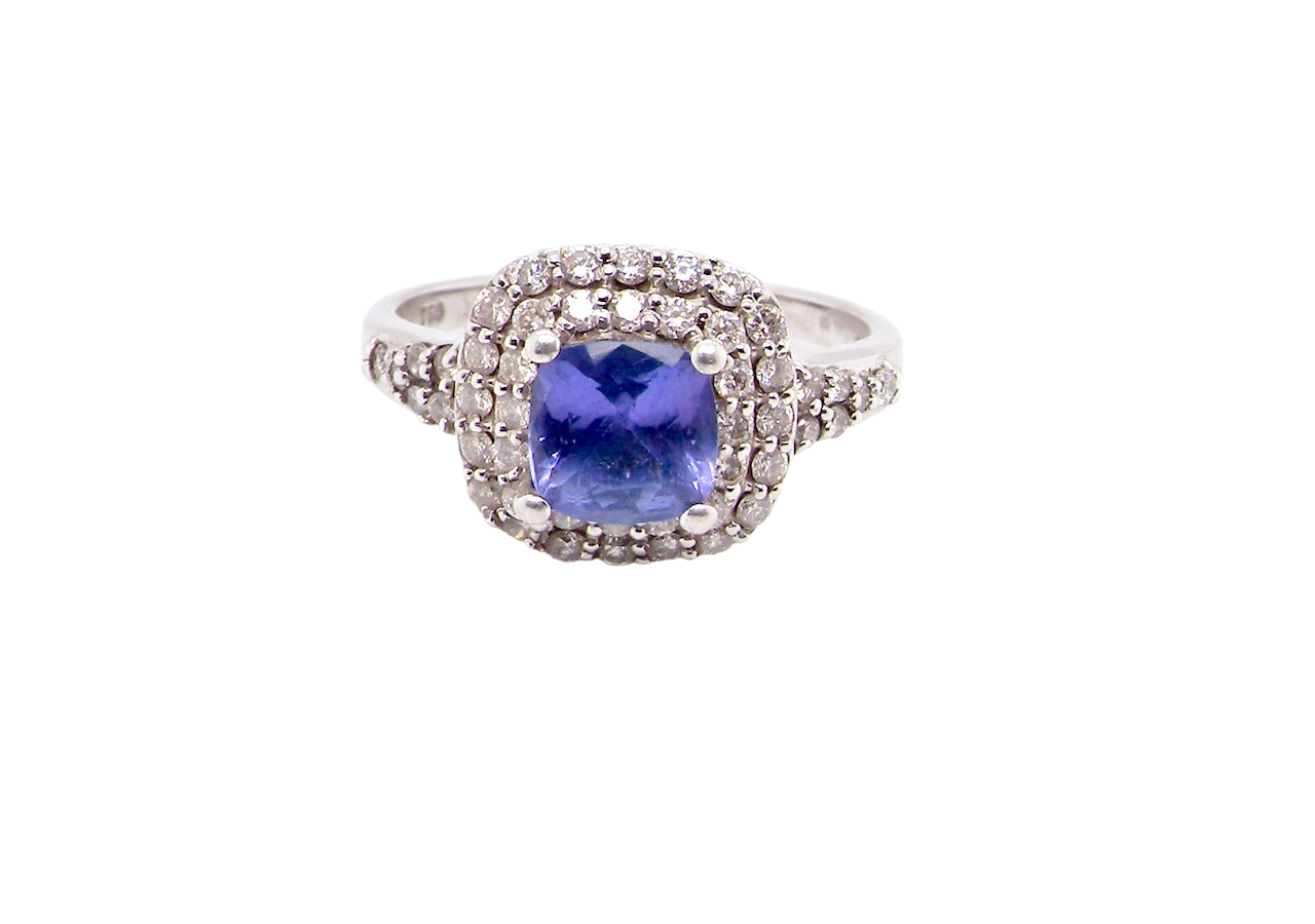 tanzanite and diamond cluster ring