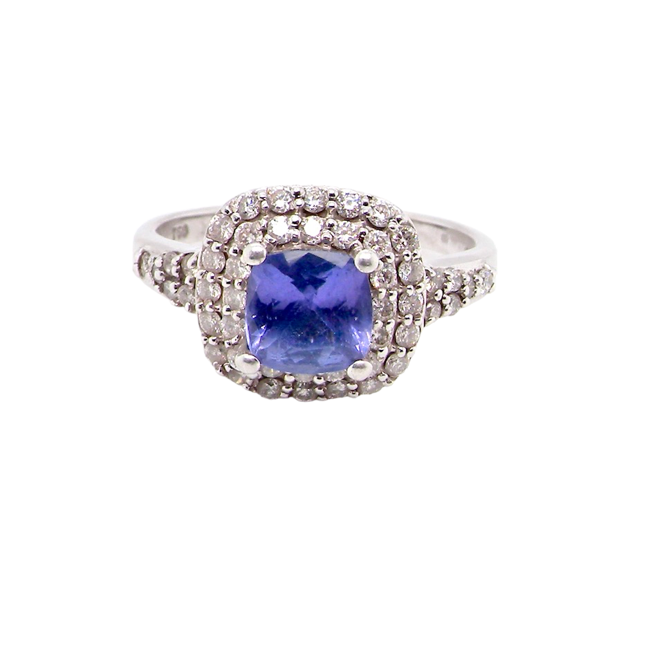 tanzanite and diamond cluster ring