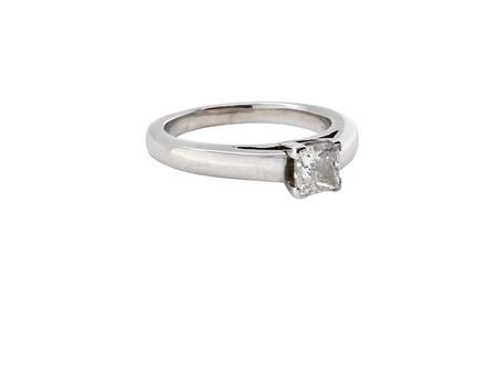 A princess cut solitaire diamond ring