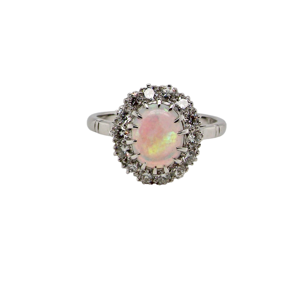 white gold opal and diamond ring