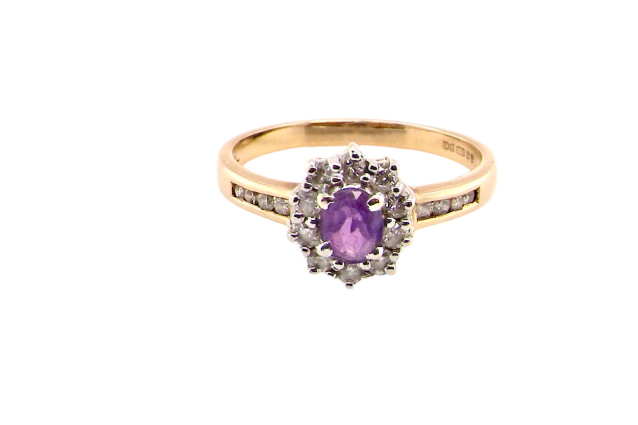 amethyst and diamond engagement ring