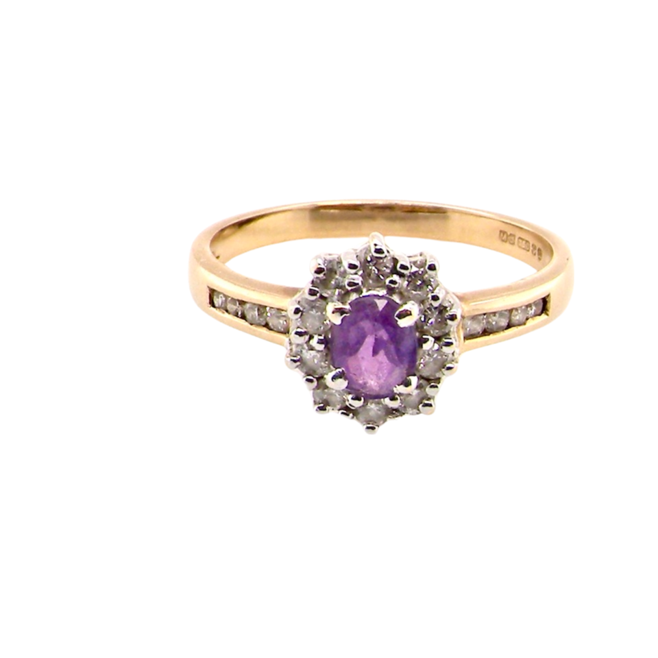amethyst and diamond engagement ring
